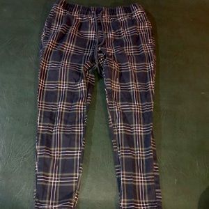 Plaid navy blue & green Trousers